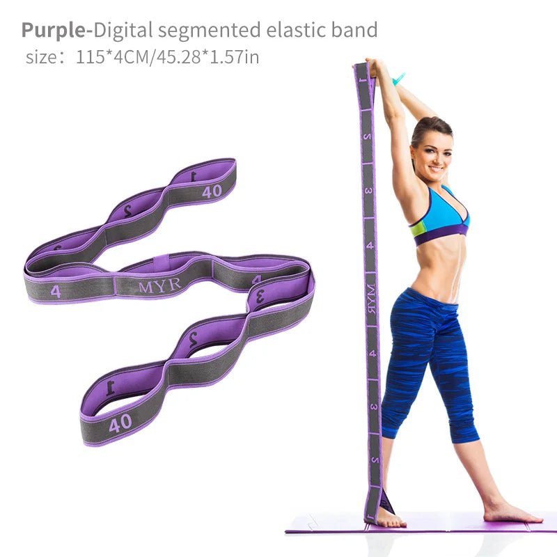 Elastic Yoga Stretching Strap with Loops, Stretch Strap for Ballet