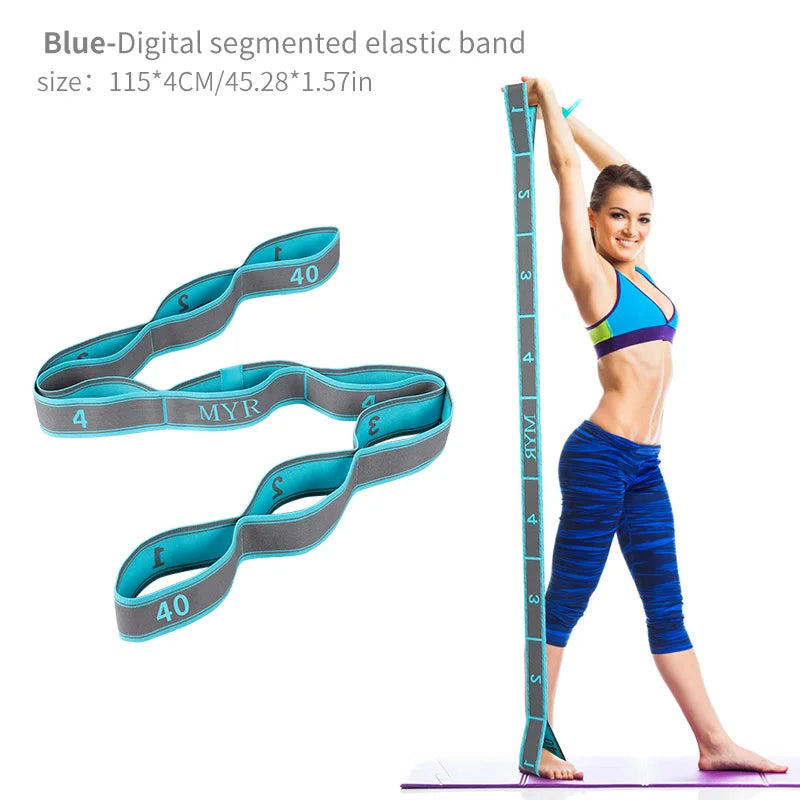 Elastic Yoga Stretching Strap with Loops, Stretch Strap for Ballet