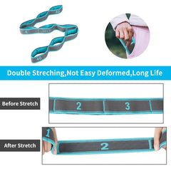 Elastic Yoga Stretching Strap with Loops, Stretch Strap for Ballet