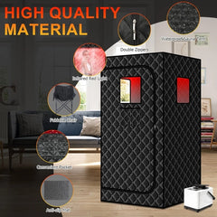 Portable Steam Sauna Box with Infrared 660nm Red Light Lamp
