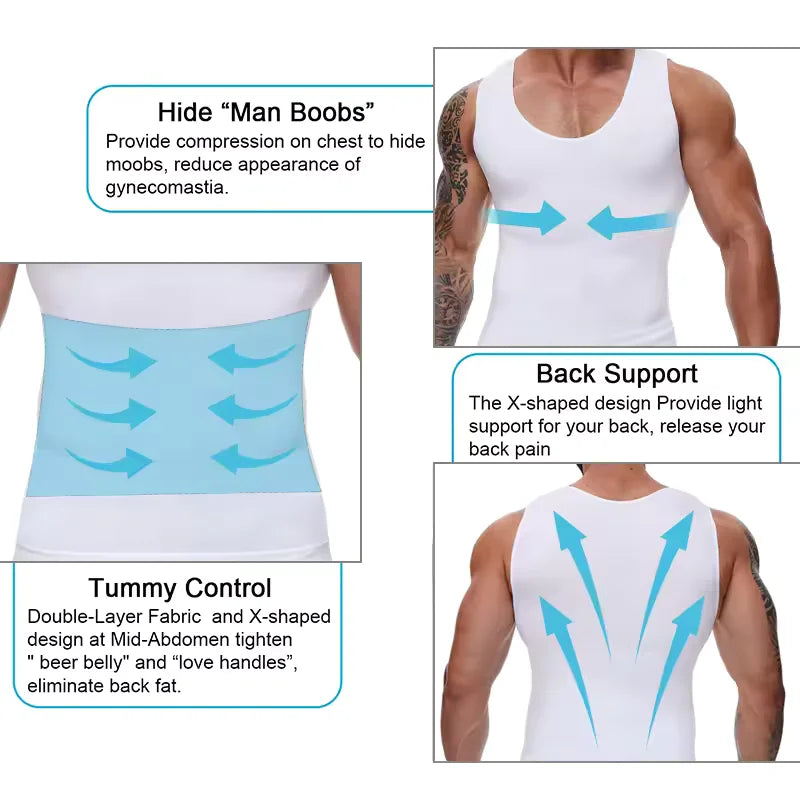 Men Body Shaper Slimming Compression Vest Undershirt