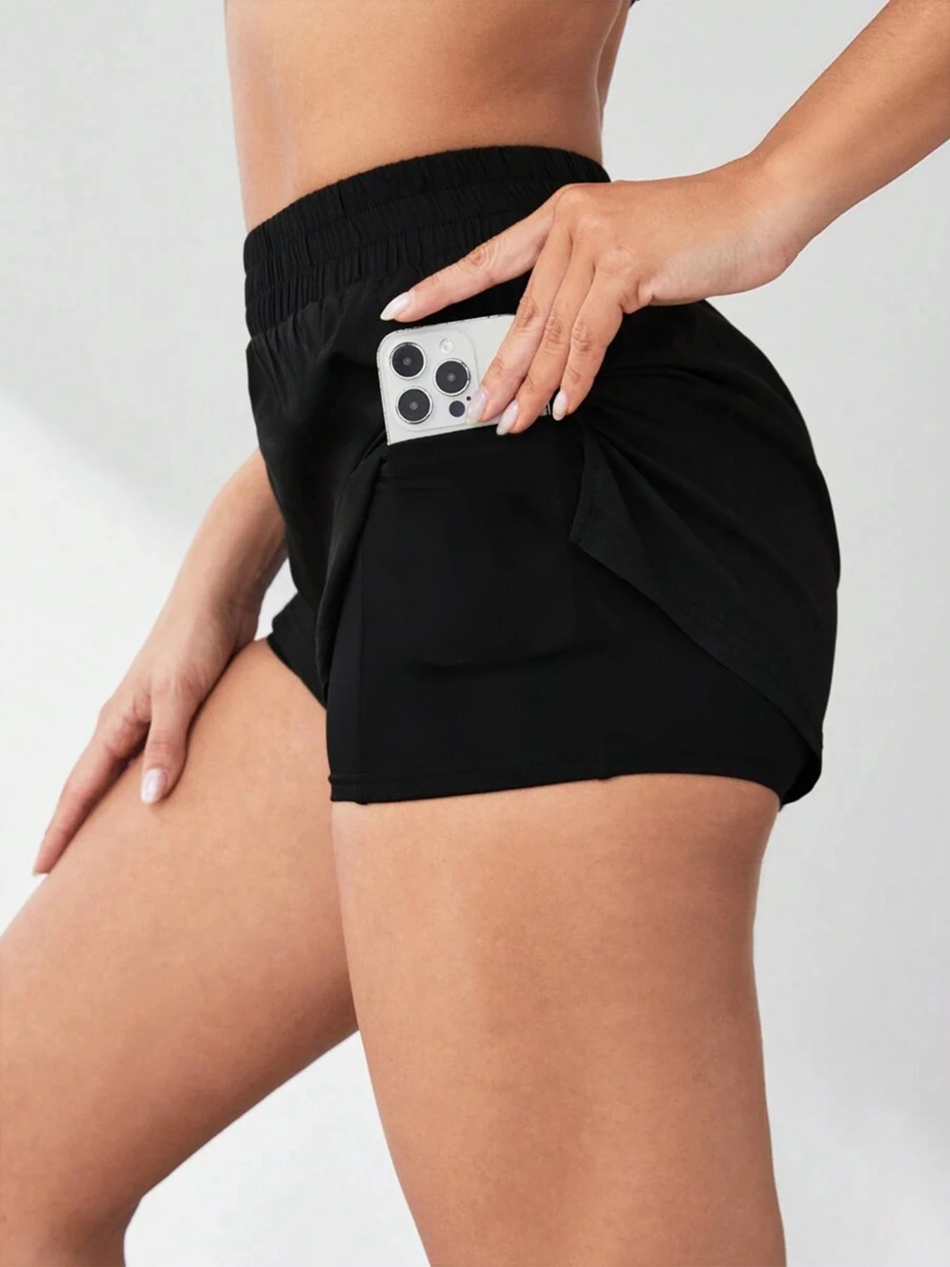 Style Faux Two-Piece Anti-Exposure Yoga Shorts Sports Shorts