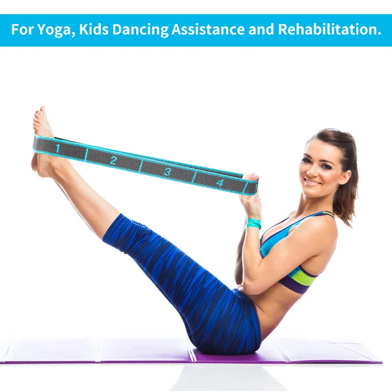 Elastic Yoga Stretching Strap with Loops, Stretch Strap for Ballet