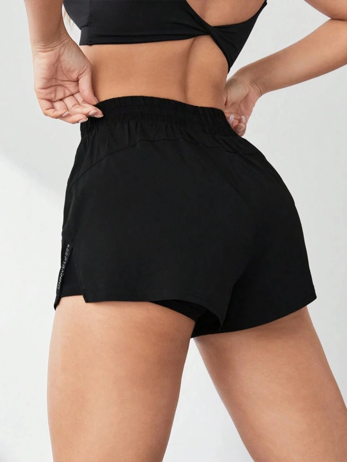 Style Faux Two-Piece Anti-Exposure Yoga Shorts Sports Shorts