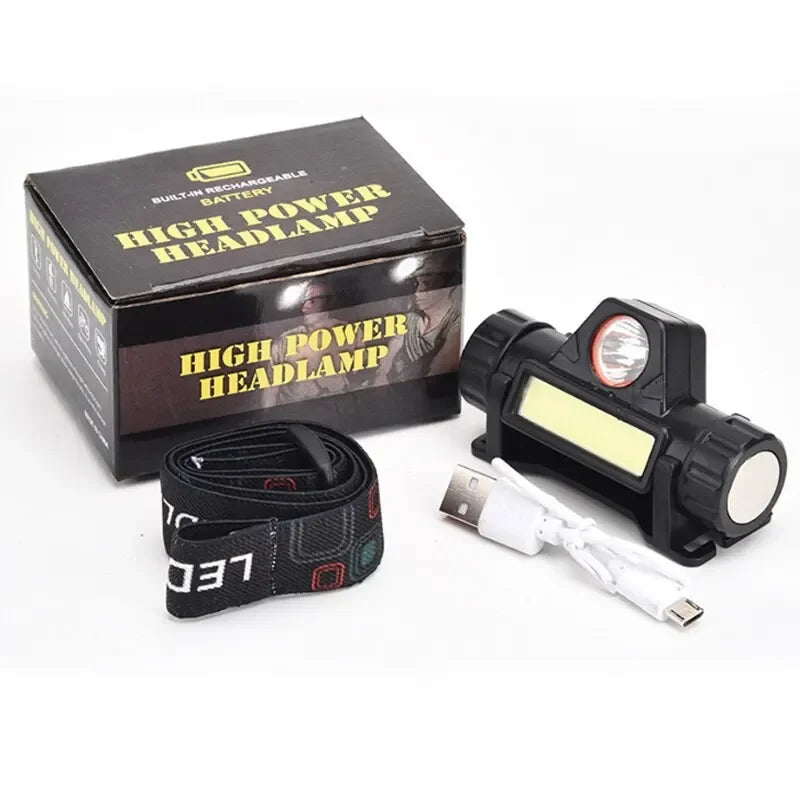 Rechargeable COB LED USB Headlamp Strong Magnetic Powerful Headlight