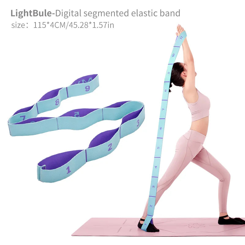 Elastic Yoga Stretching Strap with Loops, Stretch Strap for Ballet
