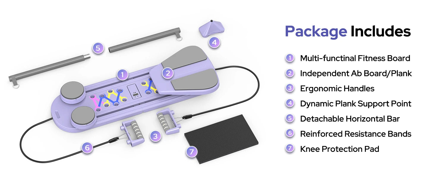 Foldable Pilates Reformer Set 7 in 1 Multi-Purpose