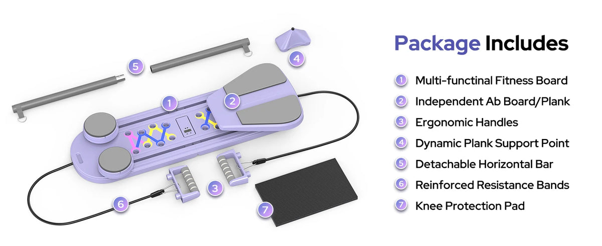 Foldable Pilates Reformer Set 7 in 1 Multi-Purpose