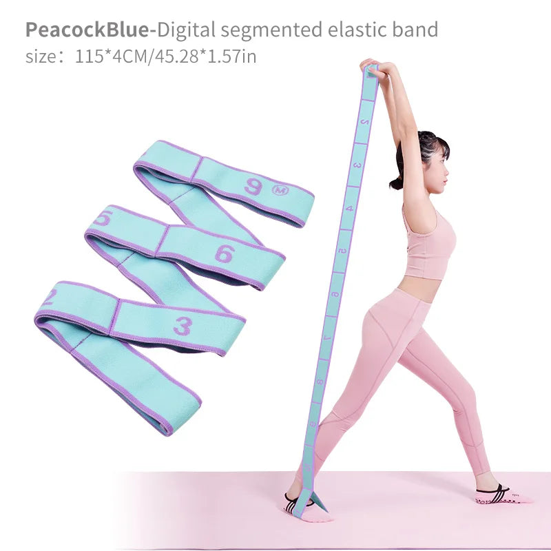 Elastic Yoga Stretching Strap with Loops, Stretch Strap for Ballet