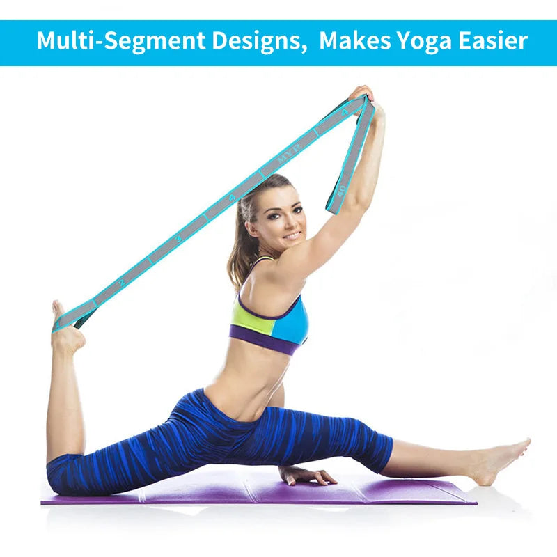 Elastic Yoga Stretching Strap with Loops, Stretch Strap for Ballet
