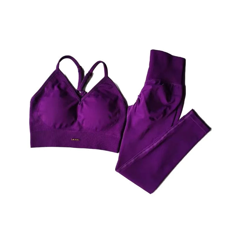 Seamless Yoga Set Women High Waist Scrunch Leggings